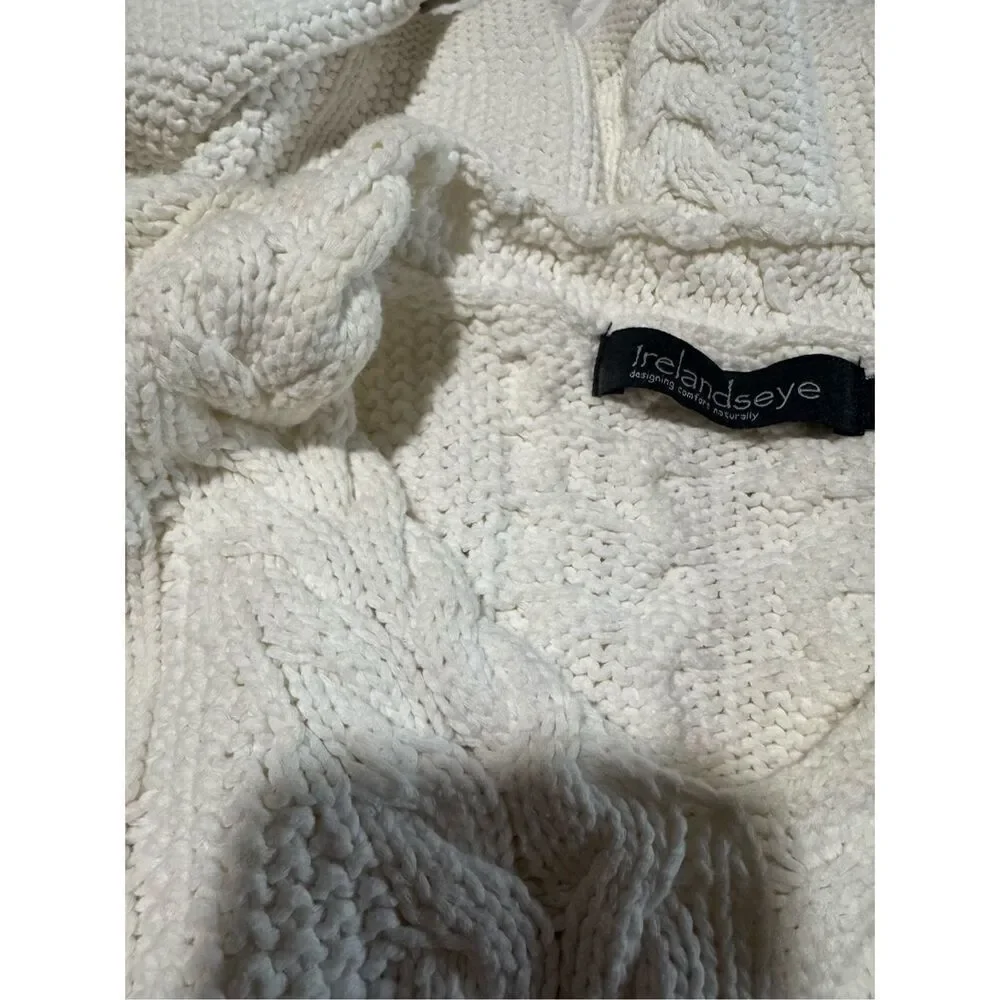 Irelands eye White cotton v neck knit sweater L